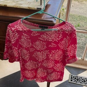 Karen Scott Fuchsia Floral Short Sleeve Top